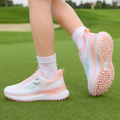 Children's Golf Shoes for Youth High Elasticity Shock Absorption Breathable Girl's Twisting Lacing Heat Dissipation Sports Golf Shoes