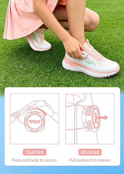 Children's Golf Shoes for Youth High Elasticity Shock Absorption Breathable Girl's Twisting Lacing Heat Dissipation Sports Golf Shoes